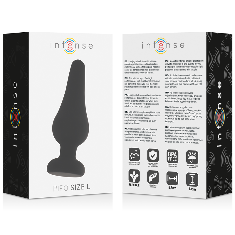 INTENSE - ANAL PLUG PIPO L SILICONE NEGRO 13 CM - Imagen 4