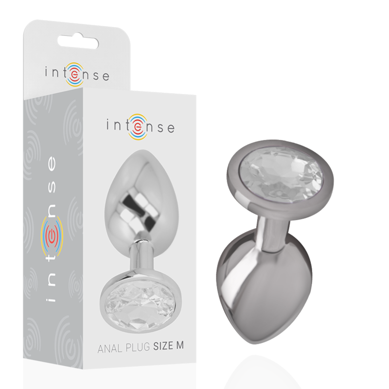 INTENSE - PLUG ANAL METAL ALUMINIO CON CRISTAL PLATA TALLA M - Imagen 2