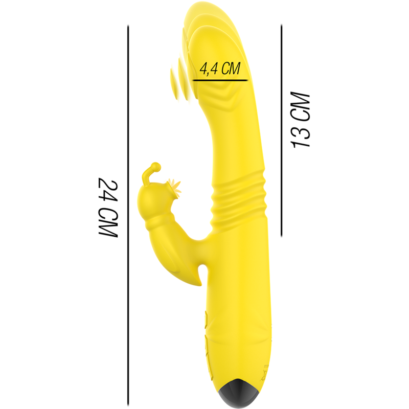 INTENSE - TOKY VIBRADOR MULTIFUNCIÓN RECARGABLE UP DOWN CON ESTIMULADOR DE CLITORIS AMARILLO - Imagen 4