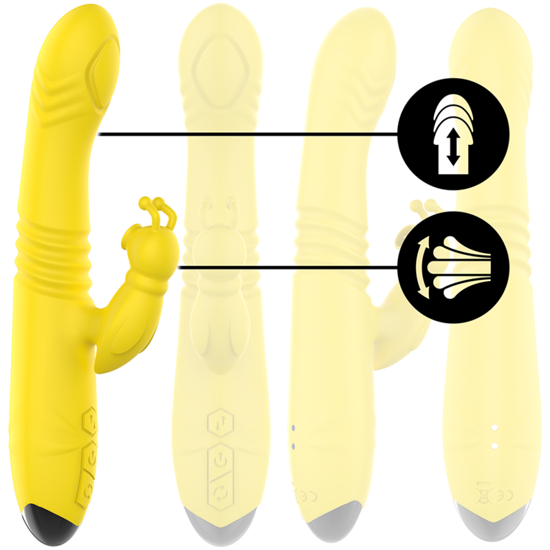 INTENSE - TOKY VIBRADOR MULTIFUNCIÓN RECARGABLE UP DOWN CON ESTIMULADOR DE CLITORIS AMARILLO - Imagen 3