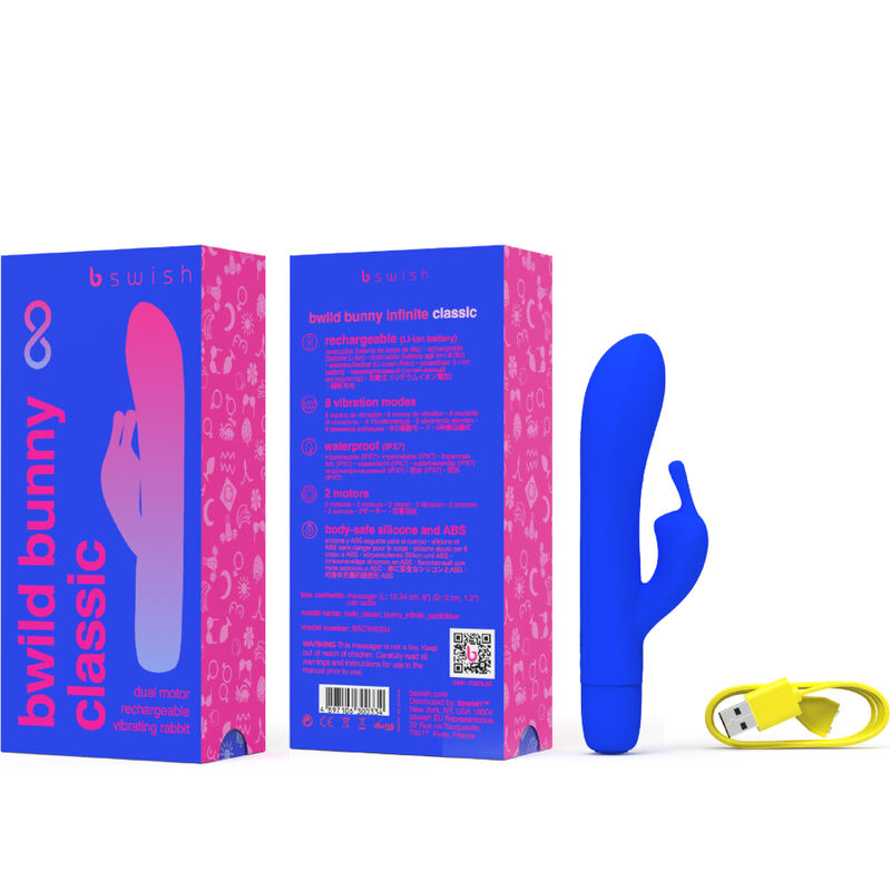 B SWISH - BWILD BUNNY INFINITE CLASSIC VIBRADOR RECARGABLE SILICONA AZUL - Imagen 3