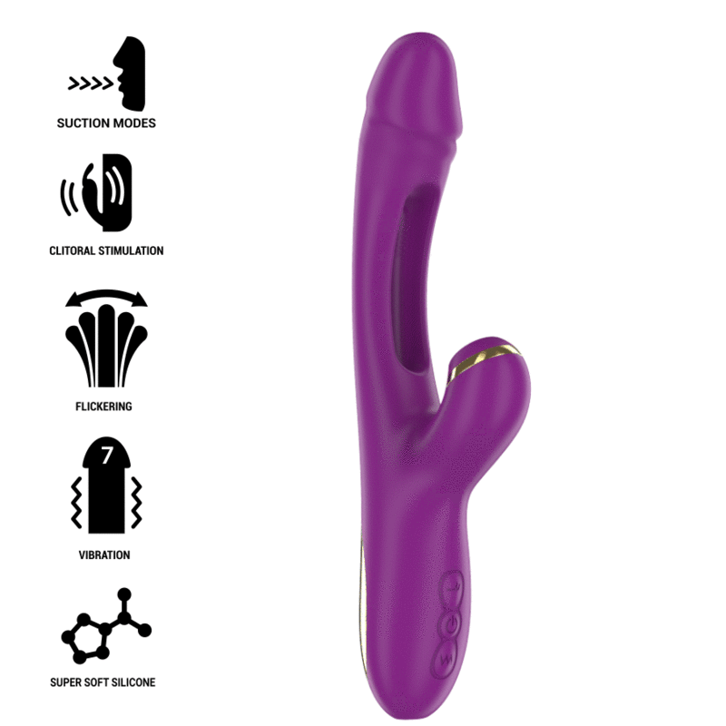 INTENSE - ATENEO VIBRADOR MULTIFUNCIÓN RECARGABLE 7 VIBRACIONES CON LENGUA OSCILANTE Y SUCCIONADOR MORADO - Imagen 2