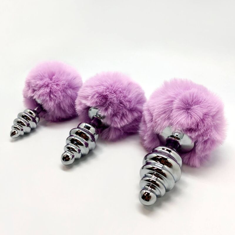 ALIVE - ANAL PLEASURE PLUG ESPIRAL METAL POMPON VIOLETA TALLA M - Imagen 3