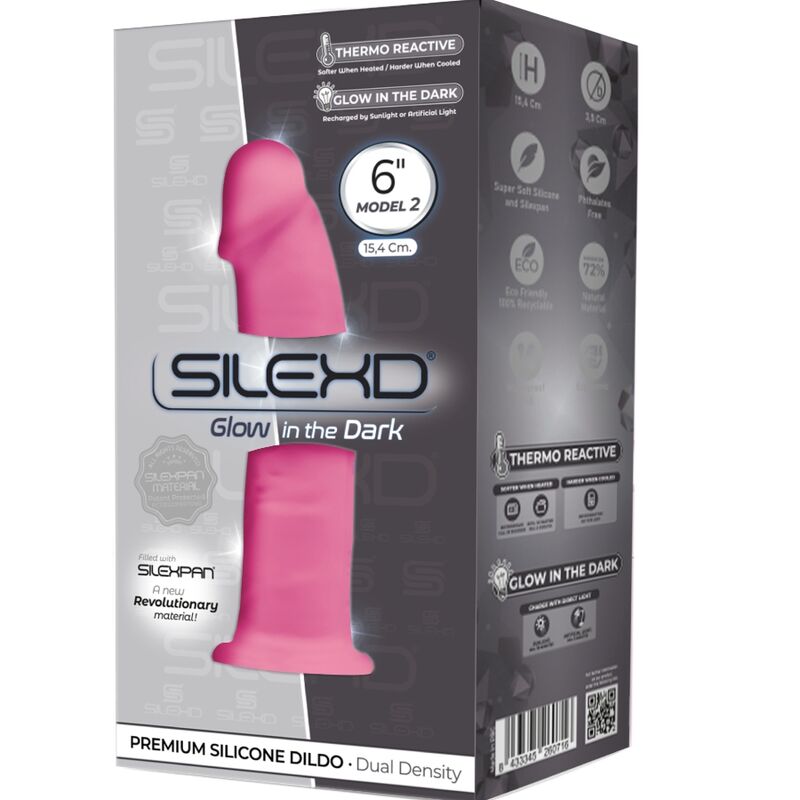 SILEXD - MODELO 2 PENE REALISTICO SILICONA PREMIUM SILEXPAN ROSA FLUORESCENTE 15 CM - Imagen 2