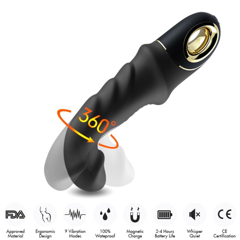 ARMONY - JOYBLADE DILDO VIBRADOR ROTADOR NEGRO - Imagen 3