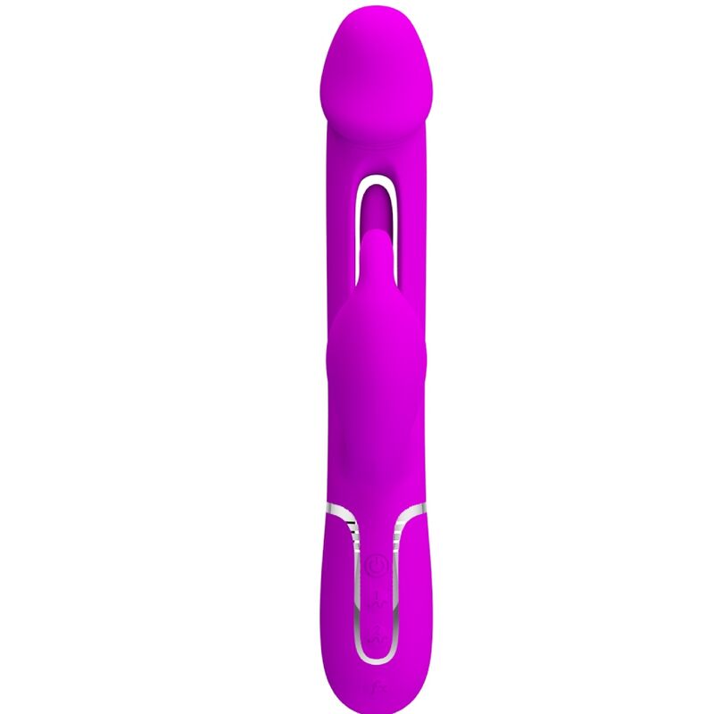 PRETTY LOVE - KAMPAS VIBRADOR RABBIT 3 EN 1 MULTIFUNCIÓN CON LENGUA FUCSIA - Imagen 2