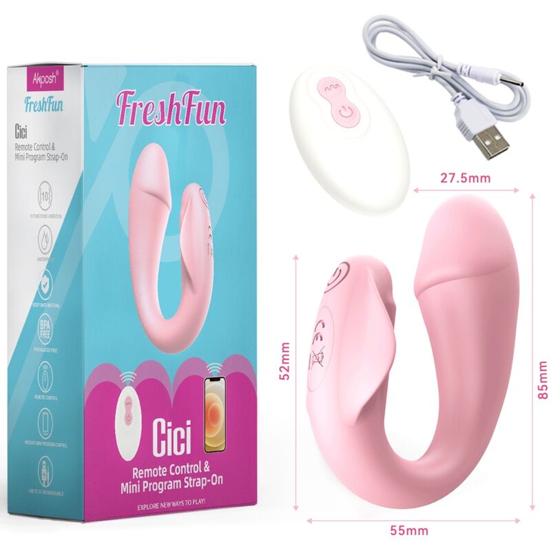 ARMONY - FRESHFUN CICI VIBRADOR STRAP-ON CONTROL REMOTO Y APP 10 VIBRACIONES ROSA - Imagen 5