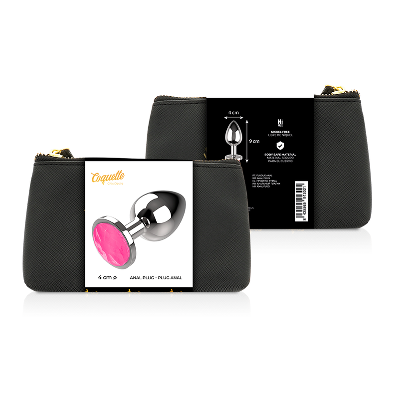 COQUETTE CHIC DESIRE - PLUG ANAL DE METAL TALLA L CRISTAL PINK 4 X 9CM - Imagen 2